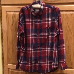 So Cozy Flannel Long Sleeve Plaid XL Red, White, Blue